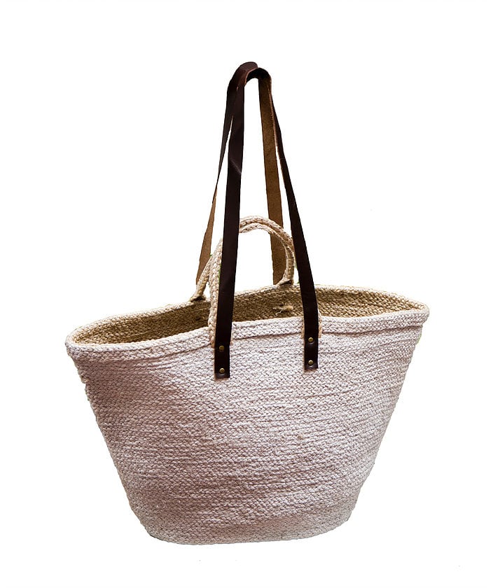 Brunswick Oversized Jute Market Bag - White - Cobra Cane