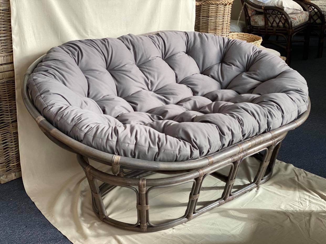 Papasan Settee With Charcoal Cushion 