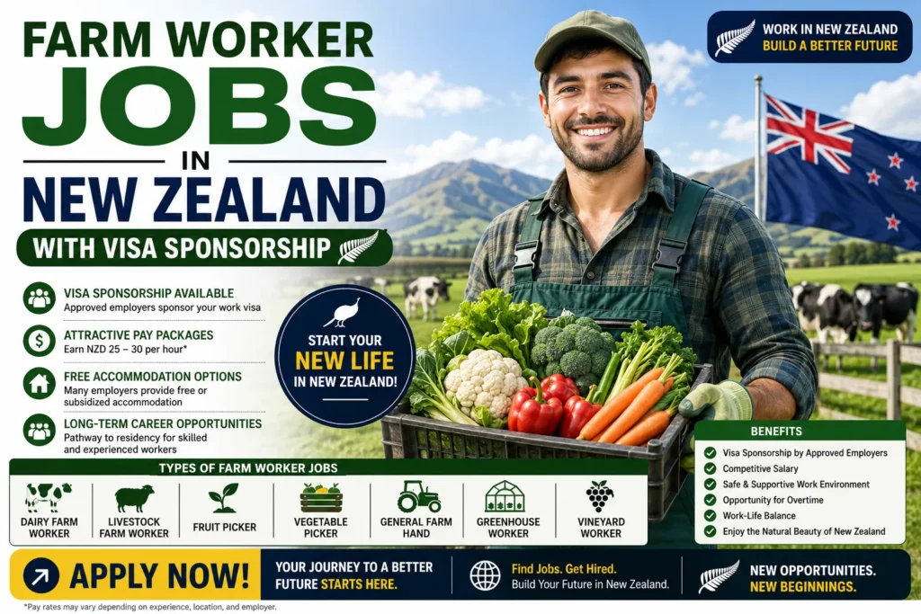 Farm Worker Jobs in New Zealand with Visa Sponsorship 2026